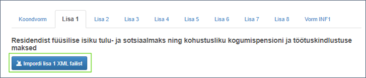 TSD esitamine „Impordi lisa 1 XML-failist"