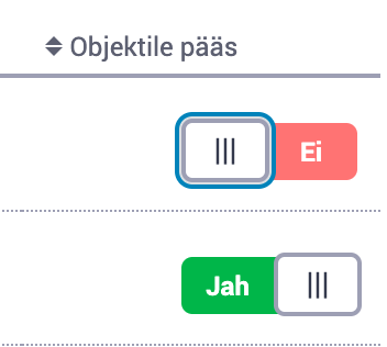 Ehitusobjektile lubatud töötajal peab valik „Objektile pääs” olema märgitud „Jah”.